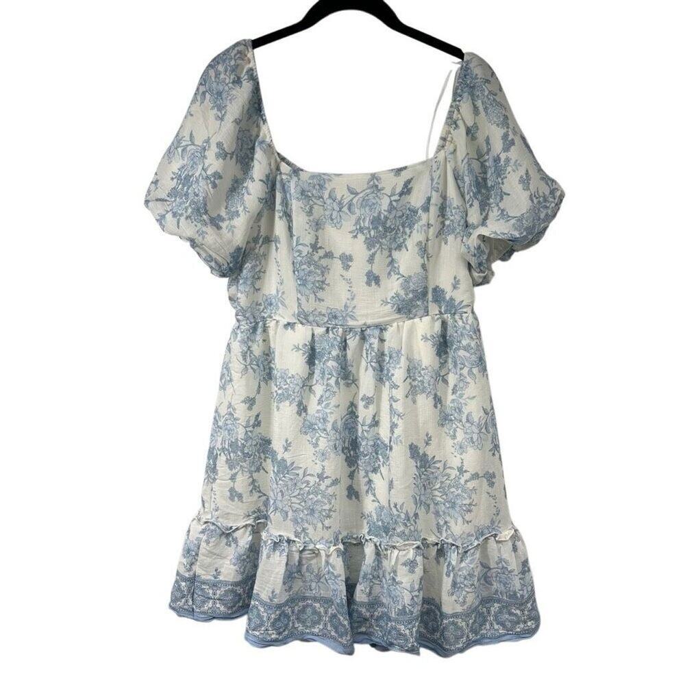 Blu Pepper Blue White Victorian Puff Sleeve Baby‎ Doll Dress